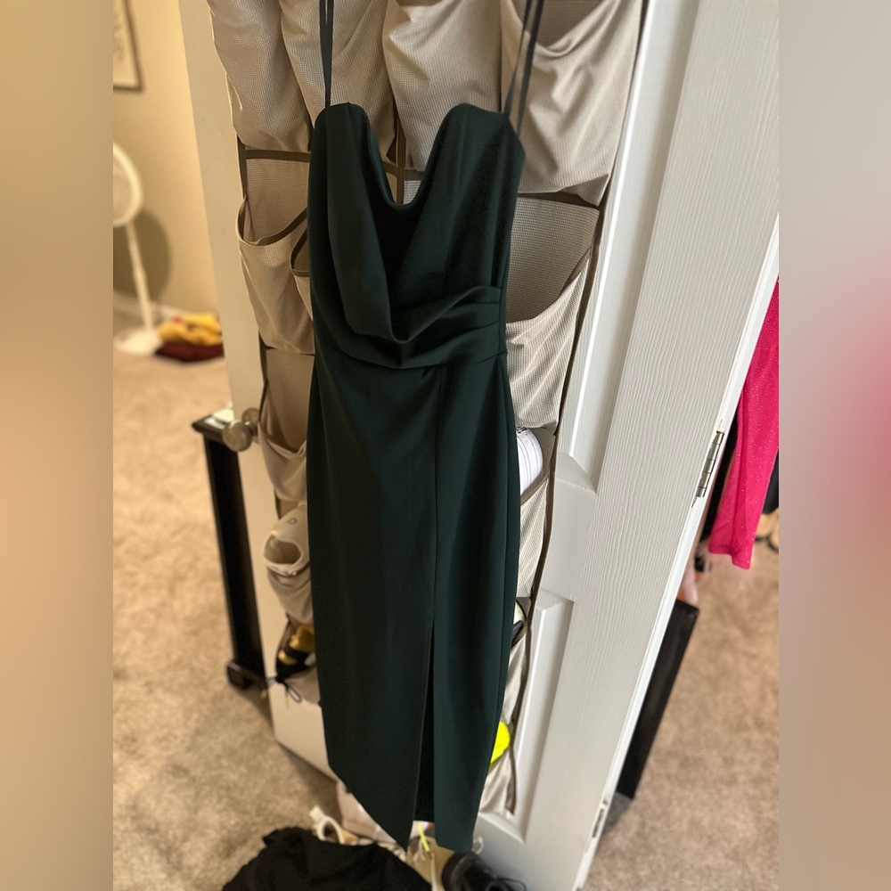 Dark green Windsor midi wedding guest dress
